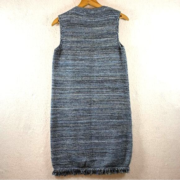Holding Horses Womens Fringe Sweater Dress Sz XS Blue Cowgirl Boho Western Knit - Picture 4 of 10
